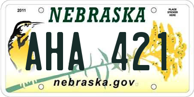 NE license plate AHA421