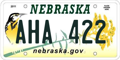 NE license plate AHA422