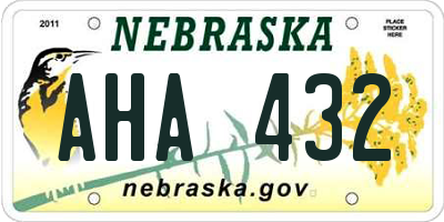 NE license plate AHA432