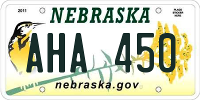NE license plate AHA450