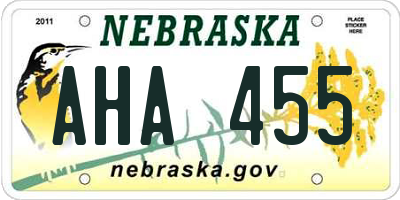 NE license plate AHA455