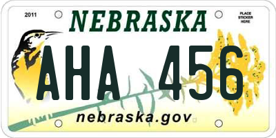 NE license plate AHA456