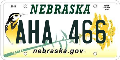 NE license plate AHA466