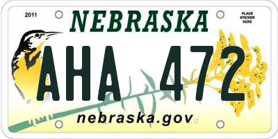 NE license plate AHA472