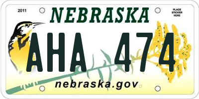 NE license plate AHA474