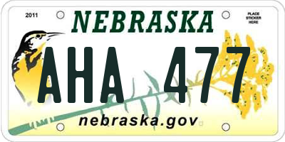 NE license plate AHA477