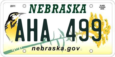 NE license plate AHA499