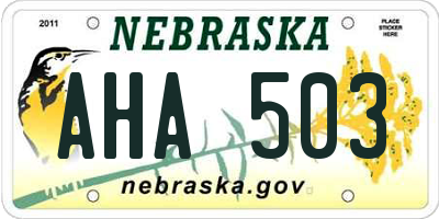NE license plate AHA503