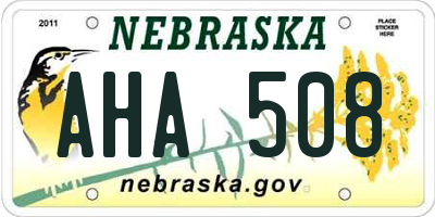 NE license plate AHA508