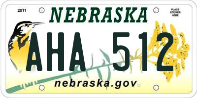 NE license plate AHA512