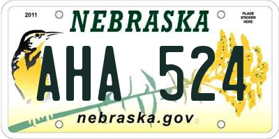 NE license plate AHA524