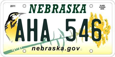 NE license plate AHA546
