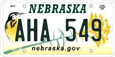 NE license plate AHA549