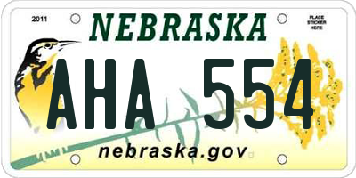 NE license plate AHA554