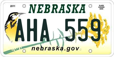 NE license plate AHA559