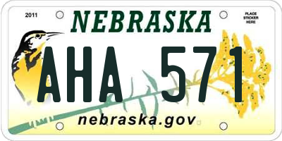NE license plate AHA571