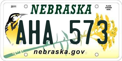 NE license plate AHA573