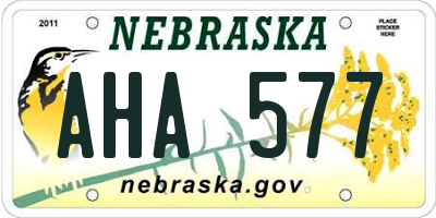 NE license plate AHA577