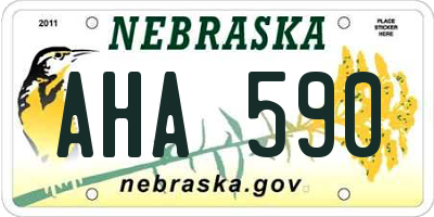 NE license plate AHA590