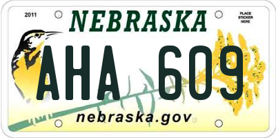 NE license plate AHA609