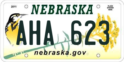 NE license plate AHA623