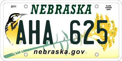 NE license plate AHA625