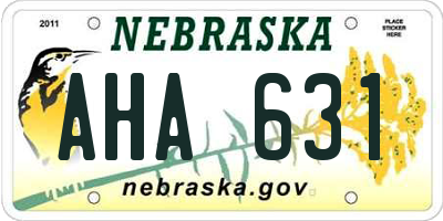 NE license plate AHA631