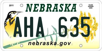 NE license plate AHA635