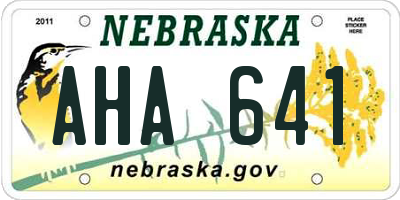 NE license plate AHA641