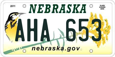 NE license plate AHA653
