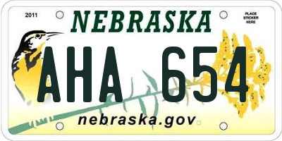 NE license plate AHA654