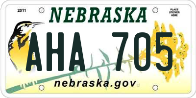 NE license plate AHA705