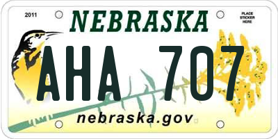 NE license plate AHA707