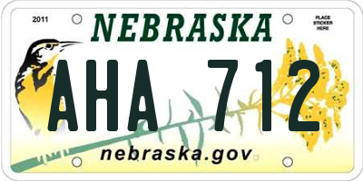 NE license plate AHA712