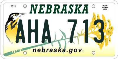 NE license plate AHA713
