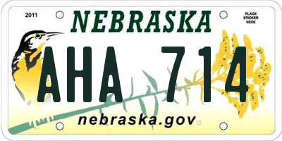 NE license plate AHA714
