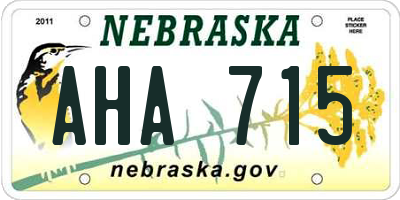 NE license plate AHA715