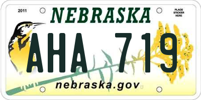 NE license plate AHA719