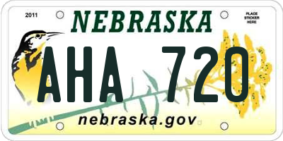 NE license plate AHA720