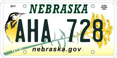 NE license plate AHA728