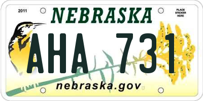 NE license plate AHA731