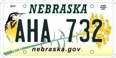 NE license plate AHA732