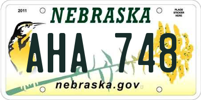 NE license plate AHA748