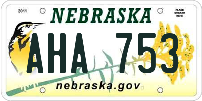 NE license plate AHA753