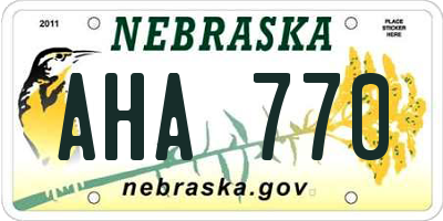 NE license plate AHA770