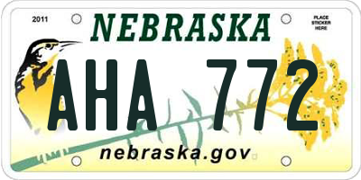 NE license plate AHA772