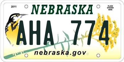 NE license plate AHA774
