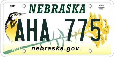 NE license plate AHA775