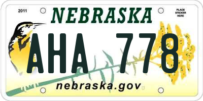 NE license plate AHA778