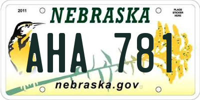 NE license plate AHA781